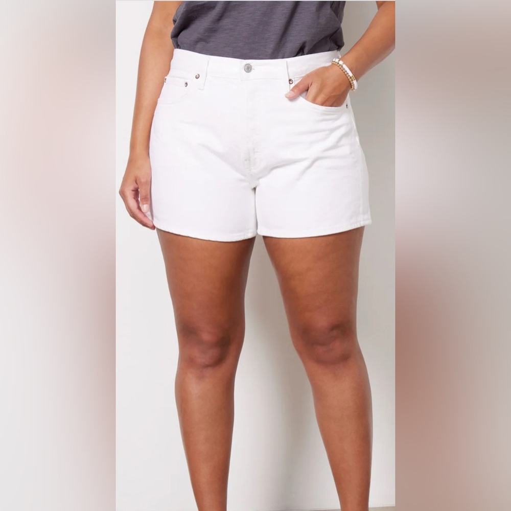 Agolde Parker Long Short High Rise Denim Shorts‎ White Dough Size 32 NWT